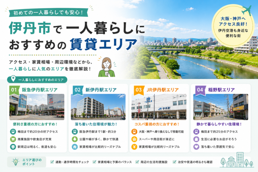 伊丹市で一人暮らしにおすすめの賃貸エリア｜伊丹市